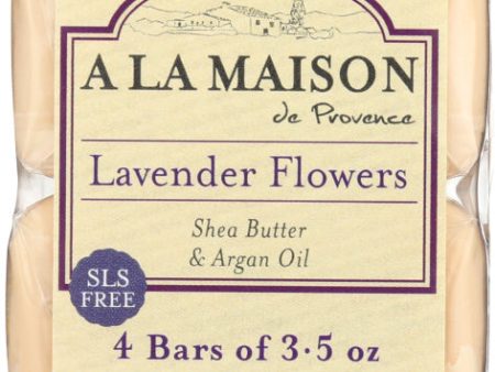 A LA MAISON DE PROVENCE: Traditional French Milled Bar Soap Value Pack Lavender Flowers 4 Bars, 14 oz Supply