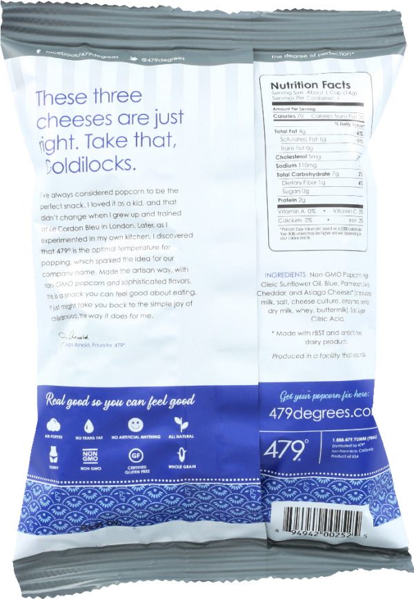 479 DEGREES: Asiago Parmesan and Cheddar Popcorn, 0.5 oz Cheap