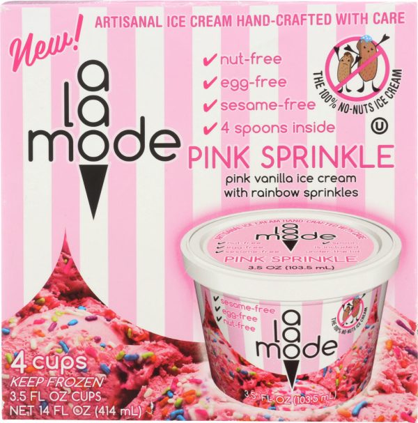 A LA MODE: Ice Cream Cups Pink Sprinkle 4 cups, 14 oz Online now