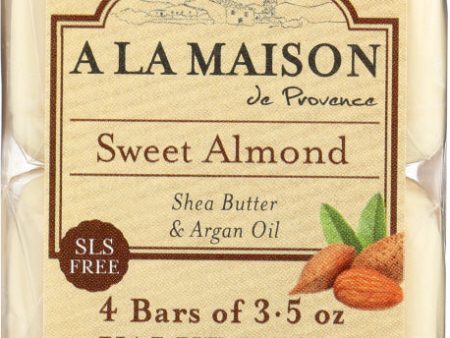 A LA MAISON: Sweet Almond Bar Soap 4 Bars Value Pack, 14 oz For Discount