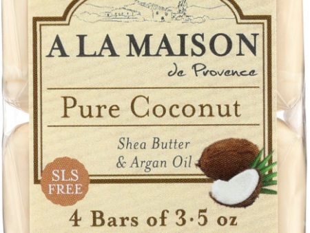 A LA MAISON: Pure Coconut Bar Soap 4 Bars Value Pack, 14 oz Discount