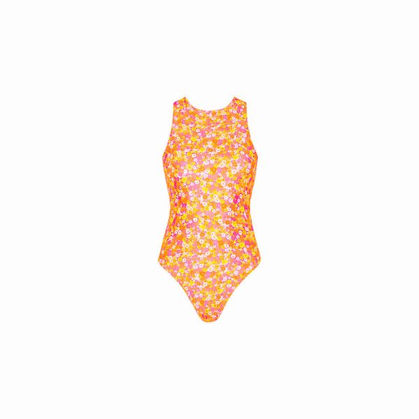 Retro High Neck One Piece - Mimosa Meadows Online Sale