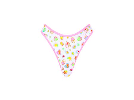 High Leg Thong Bikini Bottom - Cutie Frutti Online now