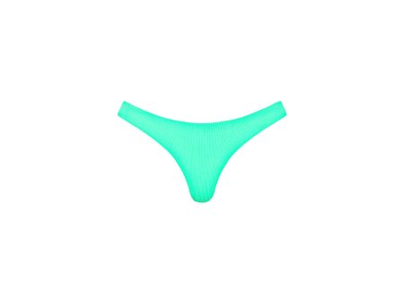 Minimal Full Coverage Bikini Bottom - Turquoise Mint Ribbed Hot on Sale