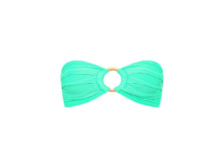 Strapless Bandeau Bikini Top - Turquoise Mint Ribbed Online now