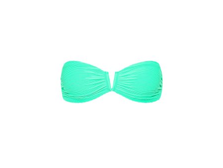 V Strapless Bandeau Bikini Top - Turquoise Mint Ribbed For Sale