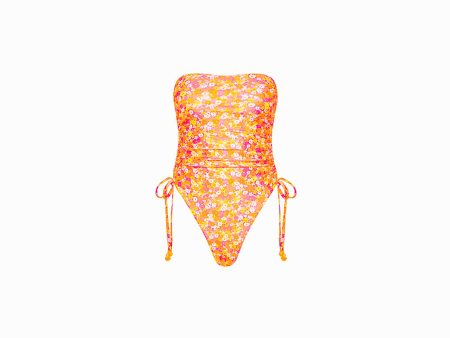 Ruched Bandeau One Piece - Mimosa Meadows For Cheap