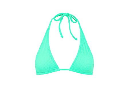 Classic Tie Halter Bikini Top - Turquoise Mint Ribbed Fashion