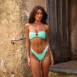 Strapless Bandeau Bikini Top - Turquoise Mint Ribbed Online now