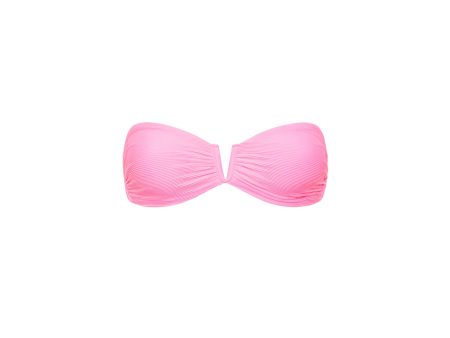 V Strapless Bandeau Bikini Top - Taffy Pink Ribbed For Sale